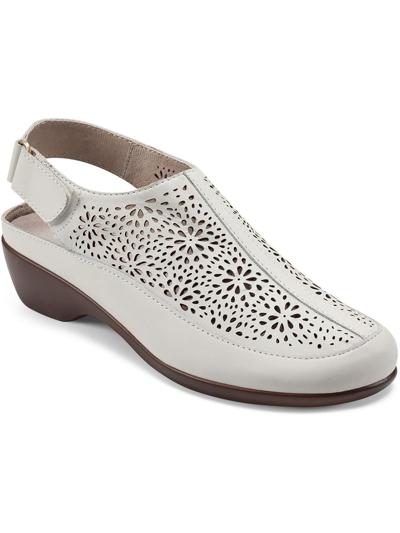 Shop Easy Spirit Dawn Womens Leather Laser Cut Sandals Shoes In Beige