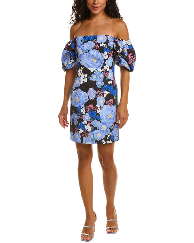 Shop Zac Posen Floral Mini Dress In Black