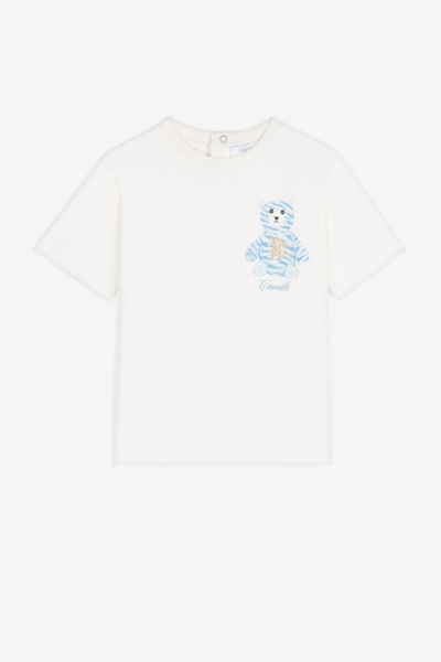 Shop Roberto Cavalli Junior Teddy-print Cotton T-shirt In White
