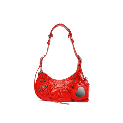 Shop Balenciaga Cagole Leather Bag In Red