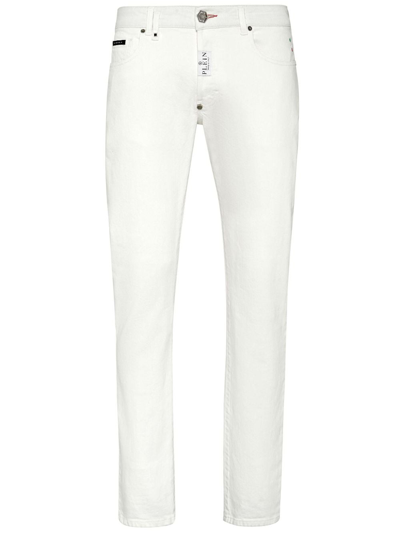 Shop Philipp Plein Low-rise Skinny Jeans In White