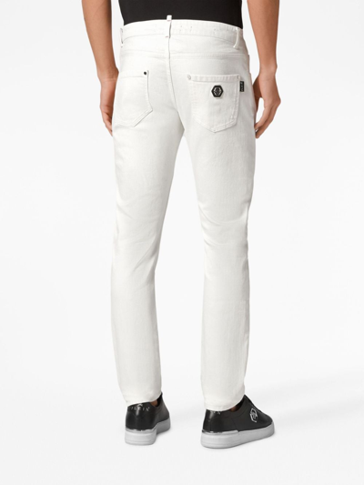 Shop Philipp Plein Low-rise Skinny Jeans In White
