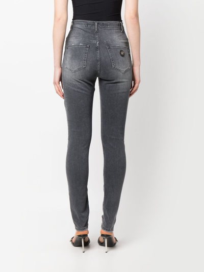 Shop Philipp Plein High-waisted Denim Jeggings In Grey