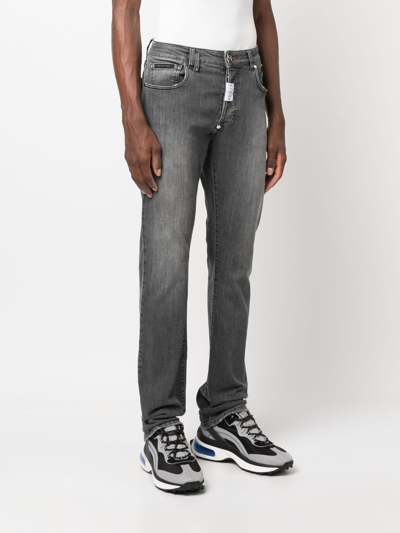Shop Philipp Plein Logo-patch Slim-cut Jeans In Grey