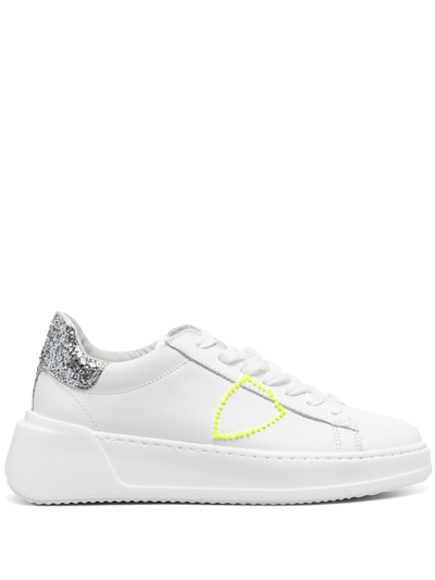Shop Philippe Model Paris Temple Leather Low-top Sneakers In White