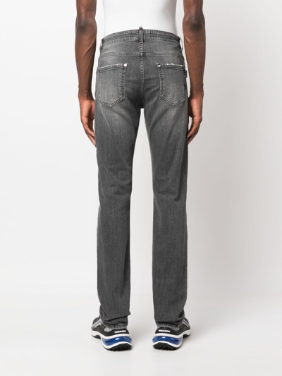 Shop Philipp Plein Logo-patch Slim-cut Jeans In Grey
