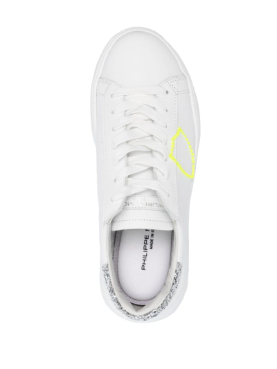 Shop Philippe Model Paris Temple Leather Low-top Sneakers In White