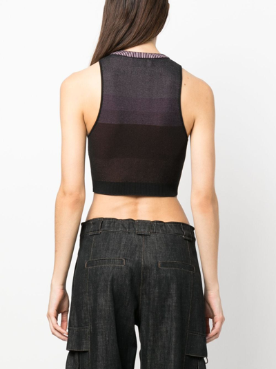 Shop Missoni Cropped Sleeveless Knitted Top In Black