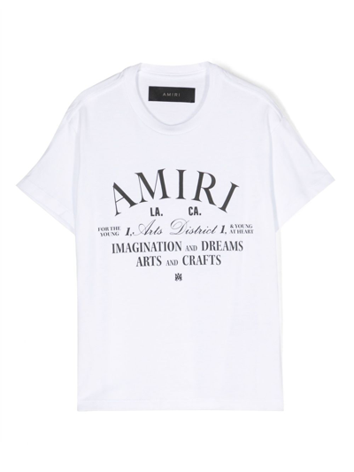 Amiri Logo Rubberised-print Cotton T-shirt 4-12 Years In Weiss