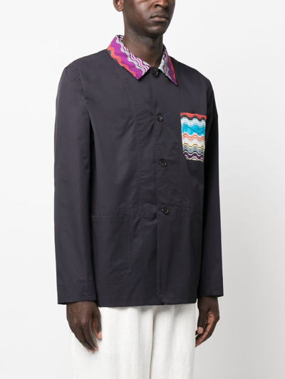 Shop Missoni Patch-pockets Button-up Shirt Jacket In Schwarz