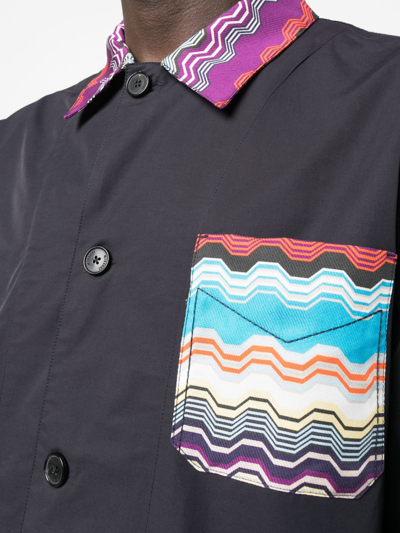 Shop Missoni Patch-pockets Button-up Shirt Jacket In Schwarz