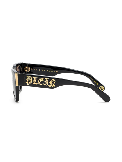 Shop Philipp Plein Logo-plaque Square-frame Sunglasses In Schwarz