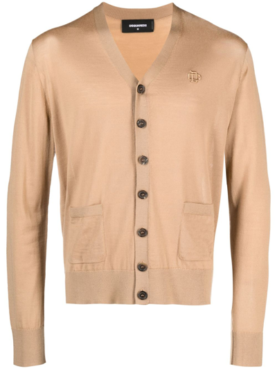 Shop Dsquared2 Long-sleeve Virgin Wool Cardigan In Neutrals