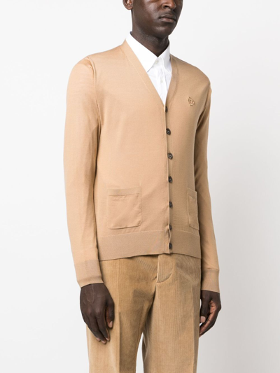 Shop Dsquared2 Long-sleeve Virgin Wool Cardigan In Neutrals