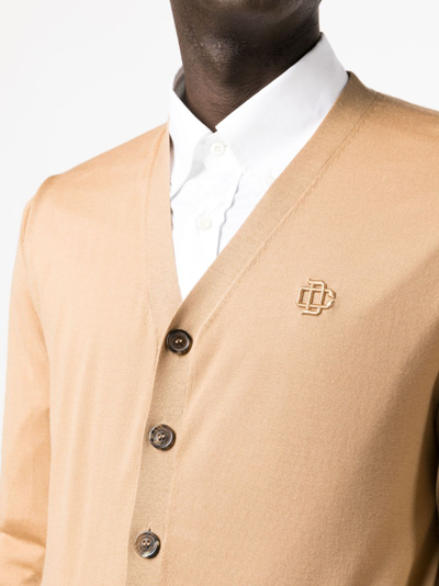 Shop Dsquared2 Long-sleeve Virgin Wool Cardigan In Neutrals