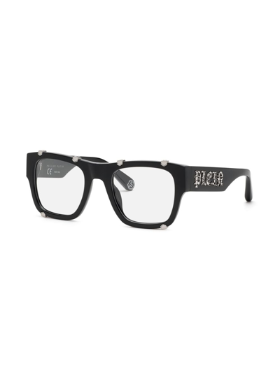 Shop Philipp Plein Icon Hexagon Square-frame Glasses In Schwarz