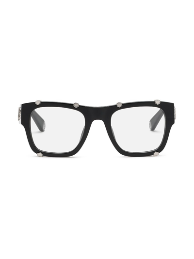 Shop Philipp Plein Icon Hexagon Square-frame Glasses In Schwarz