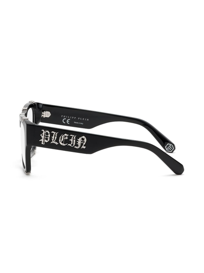 Shop Philipp Plein Icon Hexagon Square-frame Glasses In Schwarz