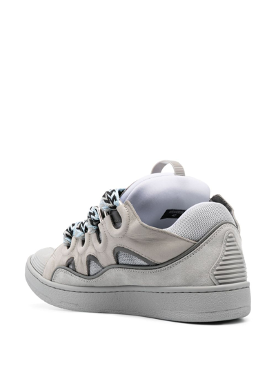 Shop Lanvin Curb Chunky Leather Sneakers In Grau