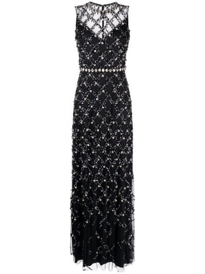 Shop Jenny Packham Gloria Crystal-embellished Gown In Black