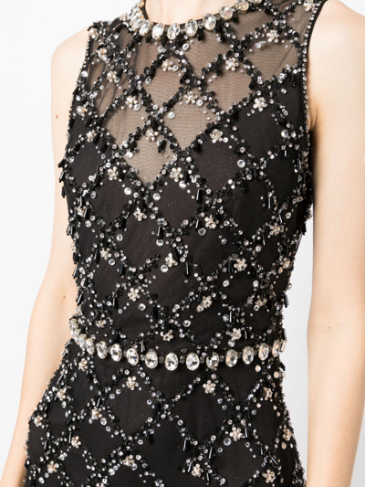 Shop Jenny Packham Gloria Crystal-embellished Gown In Black