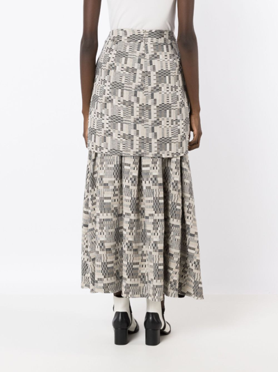 Shop Neriage Baja Graphic-print Maxi Skirt In Grau