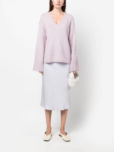 Shop By Malene Birger V-neck Wool Jumper In Violett