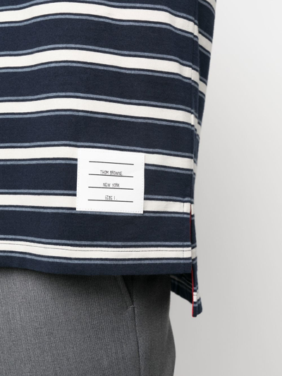 Shop Thom Browne Stripe-print Long-sleeved T-shirt In Blue