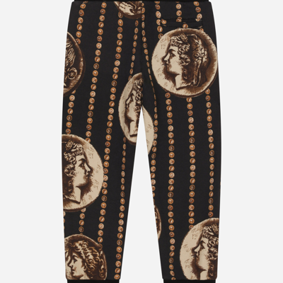 Shop Dolce & Gabbana Cotton Jogging Pants With All-over Coin Print In Black