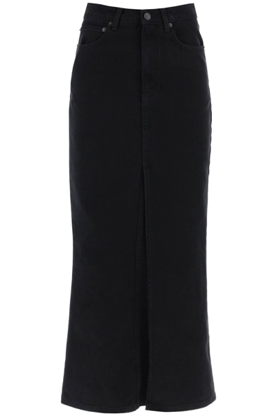 Shop Balenciaga Maxi Skirt In Denim In Black