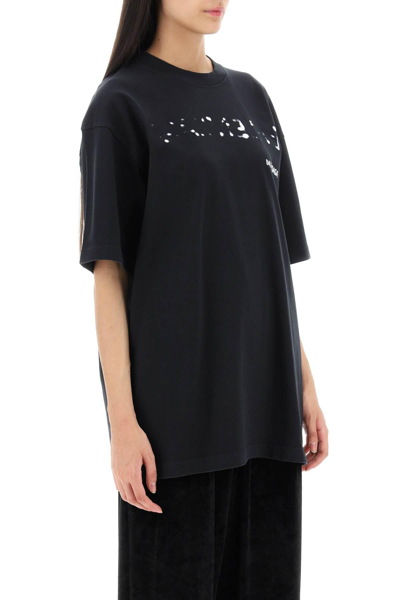 Shop Balenciaga Oversized T-shirt With Hand Drawn Print In Black