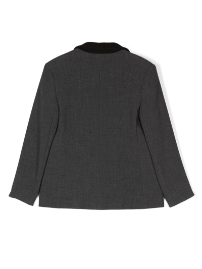 Shop Monnalisa Logo-plaque Long-sleeve Blazer In Grey