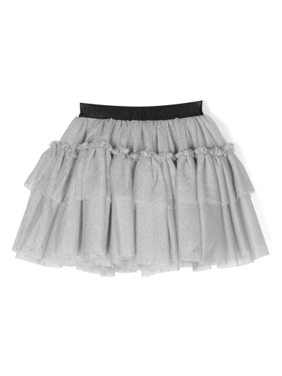 Shop Chiara Ferragni Logo-waistband Tulle Tutu Skirt In Grey