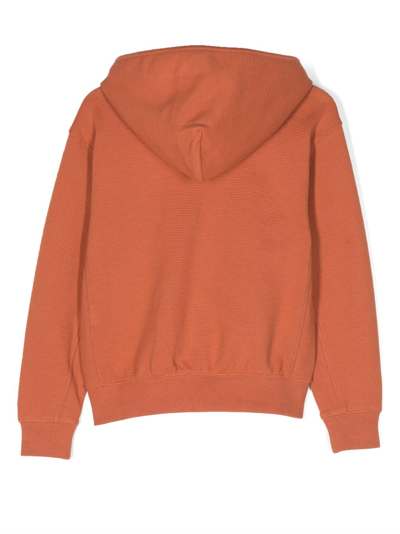 Calvin Klein Teen Boys Orange Cotton Logo Zip-up Top In Orange