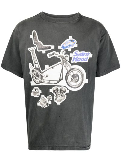 Saint Mxxxxxx Neighborhood Printed Cotton-jersey T-shirt In