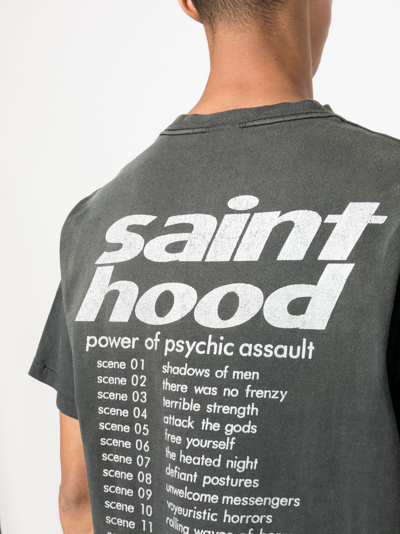 Shop Saint Mxxxxxx Graphic-print Distressed Cotton T-shirt In Grey