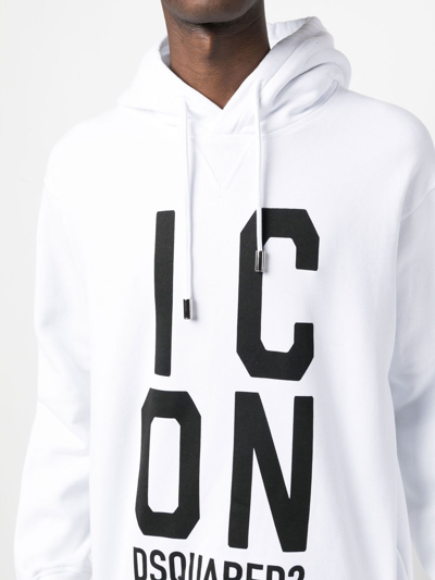 Shop Dsquared2 Icon-print Cotton Hoodie In White