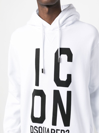 Dsquared2 'icon Squared' Cool Fit Hoodie With Logo Print In White
