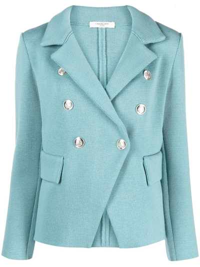 Shop Charlott Double-breasted Wool Blazer In Blue