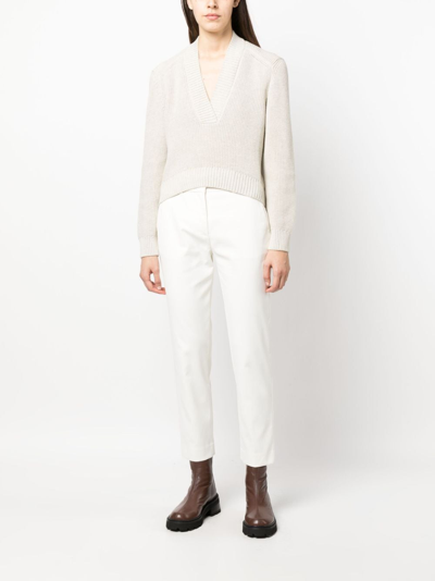 Apc V-neck Cotton Jumper In Neutrals
