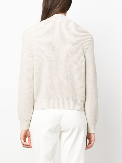 Shop Apc V-neck Cotton Jumper In Neutrals