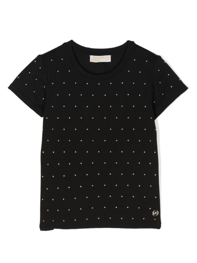 Shop Michael Kors Stud-embellished Short-sleeved T-shirt In Black