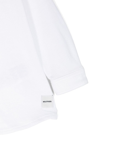 Shop Tommy Hilfiger Junior Logo-embroidered Cotton Shirt In White