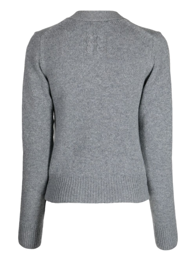 Shop Nili Lotan Caldorf Ribbed Cashmere Cardigan In Grey