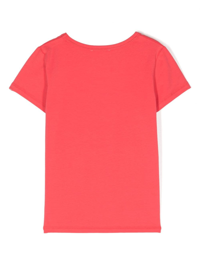Shop Michael Kors Logo-lettering Embellished Jersey T-shirt In Pink