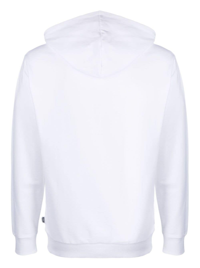 Shop Moschino Logo-print Drawstring Hoodie In White
