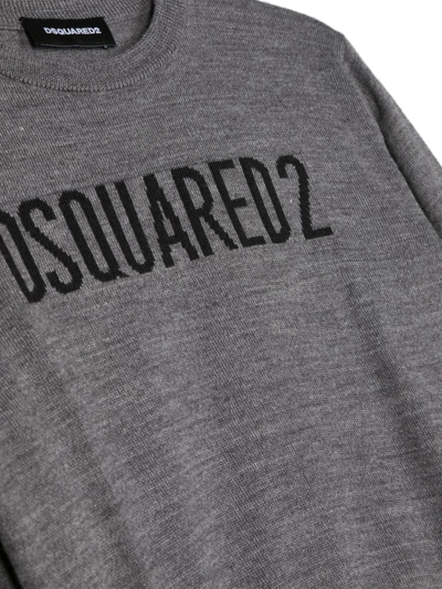 Shop Dsquared2 Logo-intarsia Crew-neck Jumper In Grey