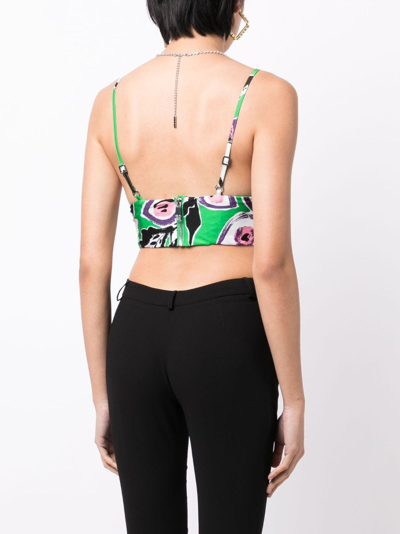 Shop Area Butterfly Abstract-print Cropped Top In Green