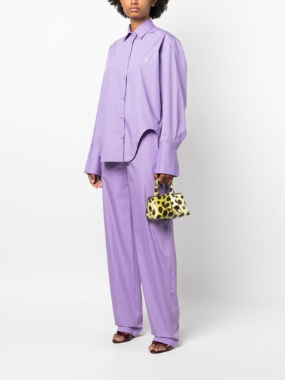 Shop Attico Eliza Asymmetric Cotton-poplin Shirt In Purple