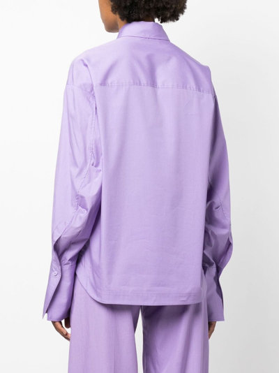 Shop Attico Eliza Asymmetric Cotton-poplin Shirt In Purple